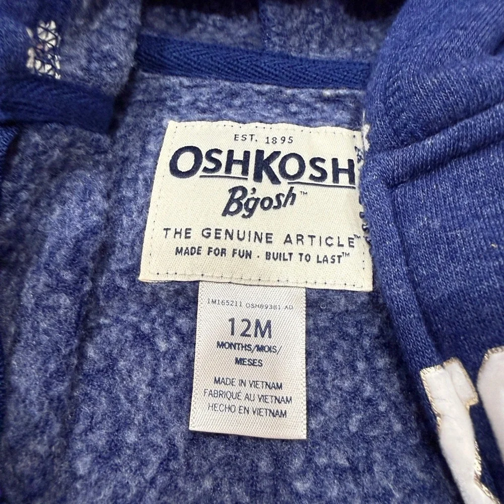OshKosh B'gosh Navy Blue Floral Fleece Hoodie‎ & Jogger Set Baby Size 12 Months